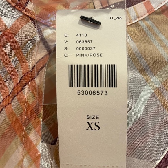 NWT Anthropologie Pink/Rose Plaid Current Air Polly Long Sleeve Blouse Size XS - Picture 8 of 9